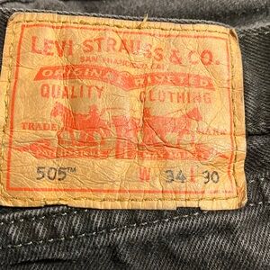 Levi’s 505 Jeans 34x30 Charcoal Gray Distressed (See Photos)  Straight Leg